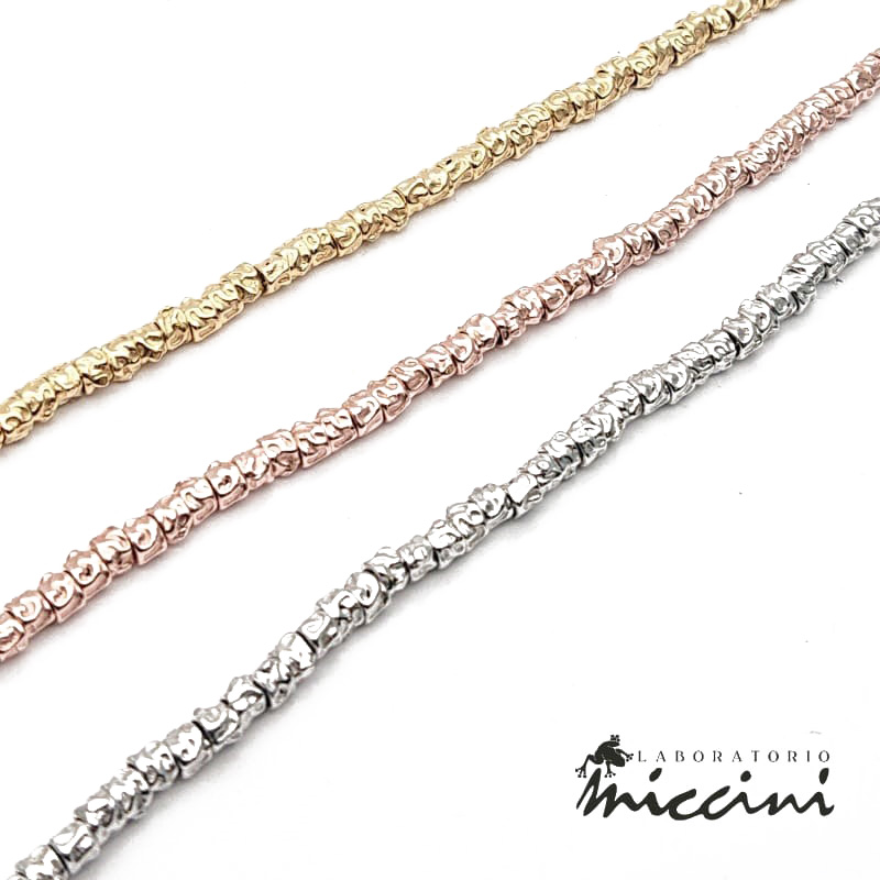 Bracciale con pepite in argento dorato, rosato o rodiato