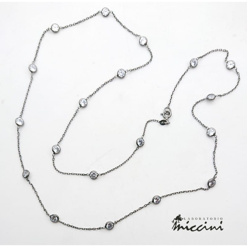 Collana lunga in argento 925 con zirconi rodiata nero