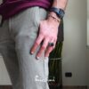 anello uomo in argento puntinato e onice ovale
