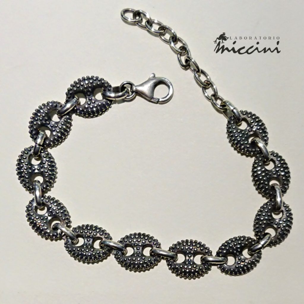 Bracciale maglia marina puntinata in argento