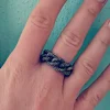 anello grumetta puntinata in argento 925 brunito
