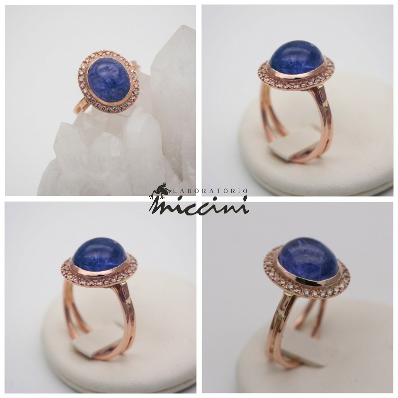 Anello con tanzanite e diamanti brown