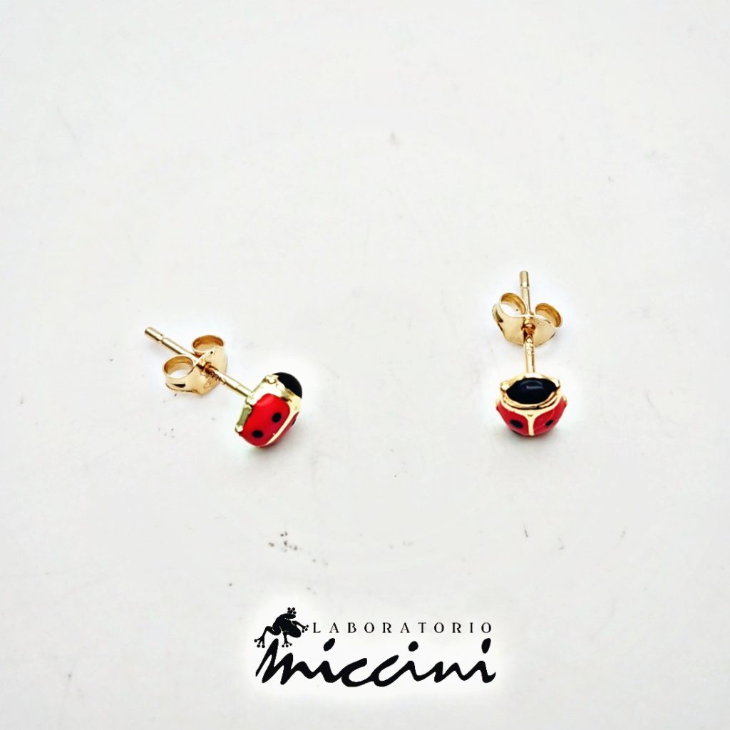 Orecchini coccinelle in oro smaltato