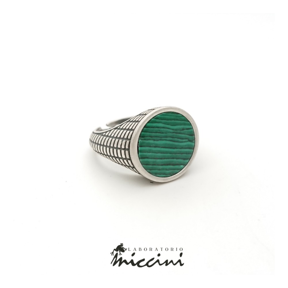 anello malachite in argento 925