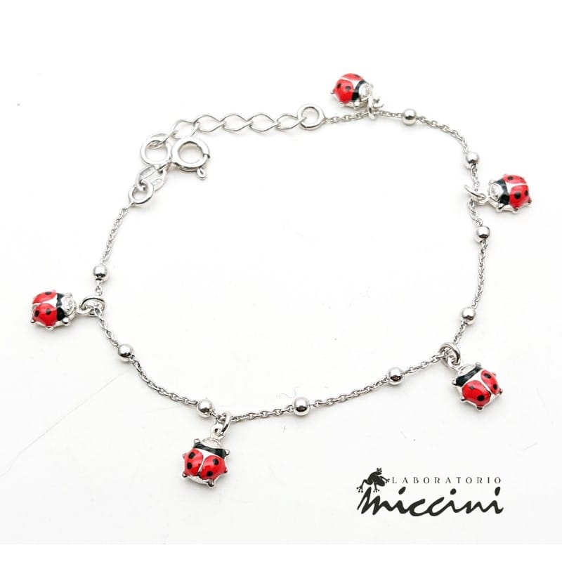 Bracciale con coccinelle in argento