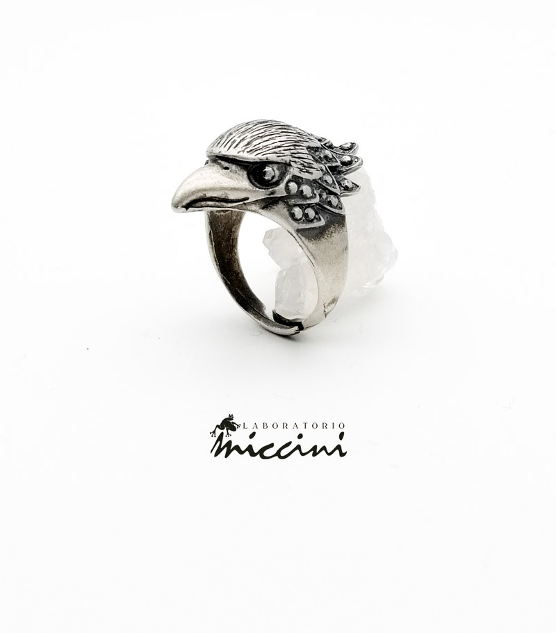 anello aquila in argento brunito