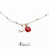 Collana coccinella e quadrifoglio in argento rosato