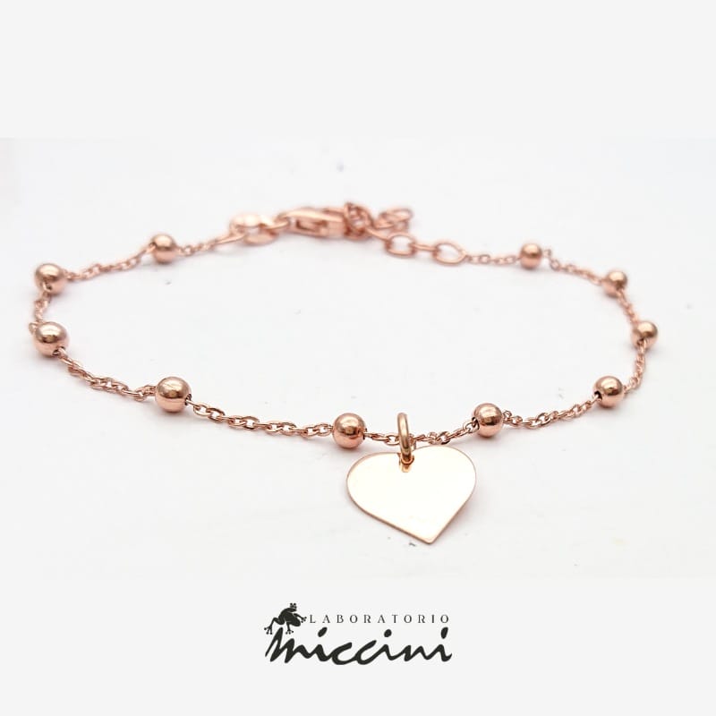 Bracciale con cuore in argento rosa