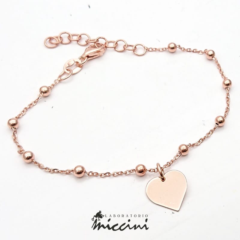 Bracciale con cuore in argento rosa