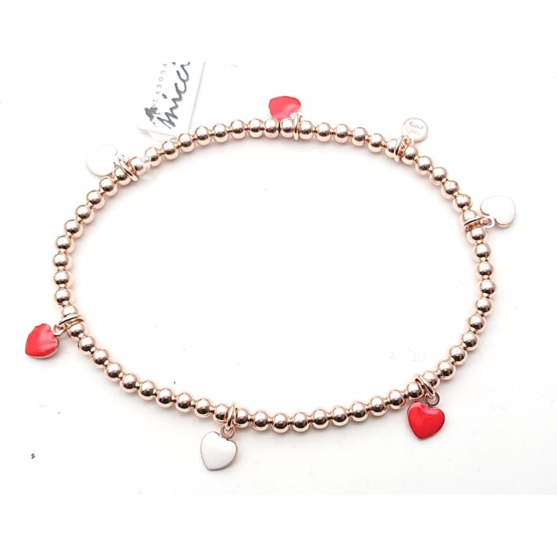 Bracciale con cuori bianchi e rossi