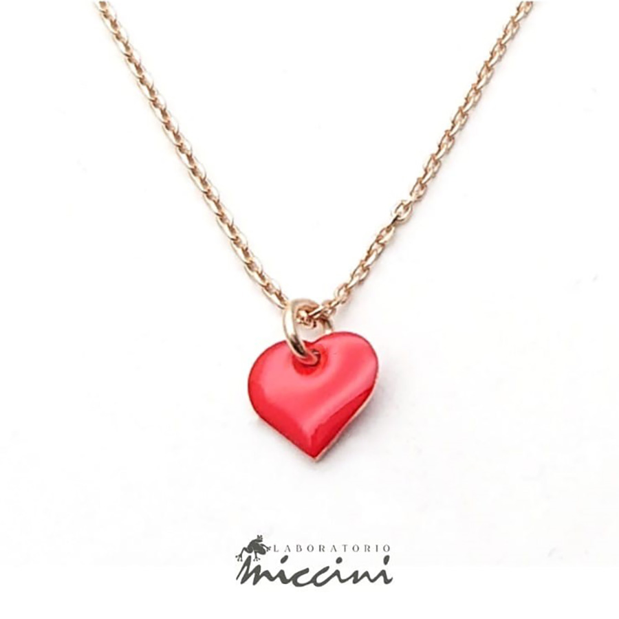 Collana cuore rosso in argento rosato - Shop: Laboratorio Miccini