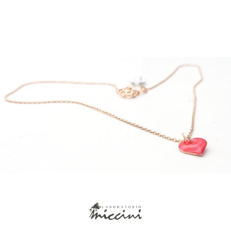 Collana cuore rosso in argento rosato - Shop: Laboratorio Miccini