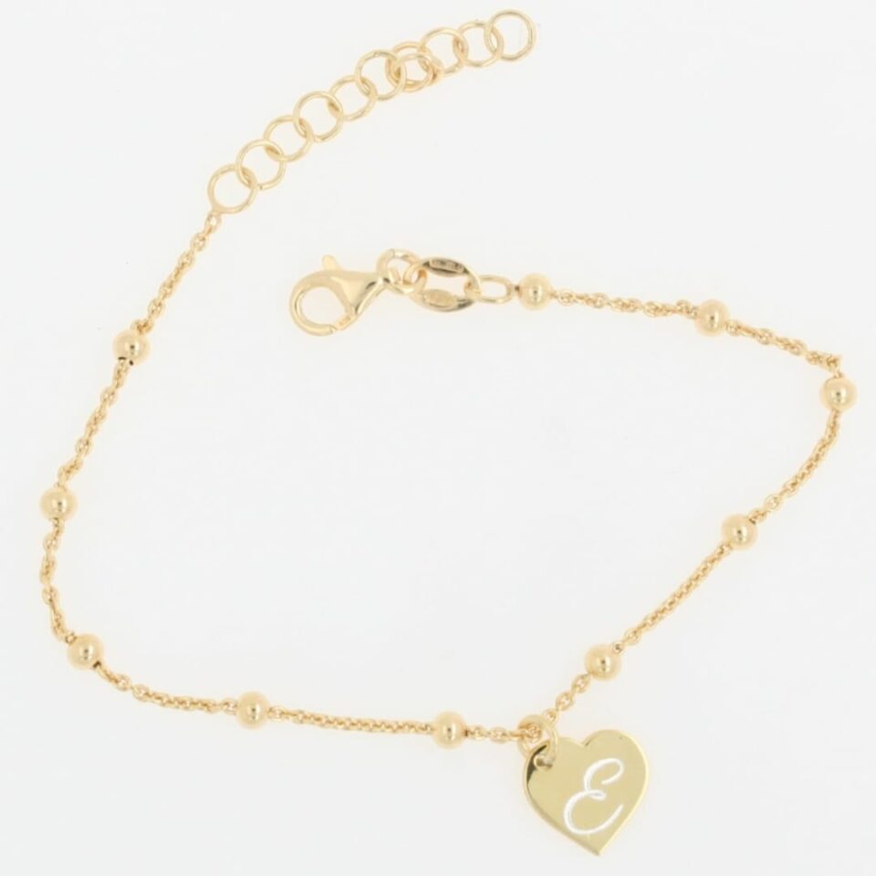 Bracciale con cuore personalizzabile con iniziale