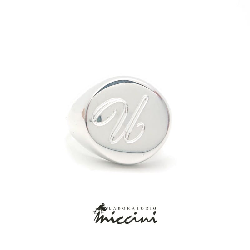 Anello chevalier da uomo in argento personalizzabile Laboratorio