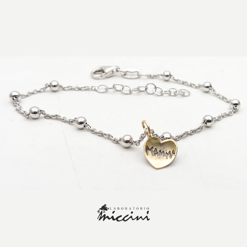 Bracciale con cuore in oro personalizzabile con incisione