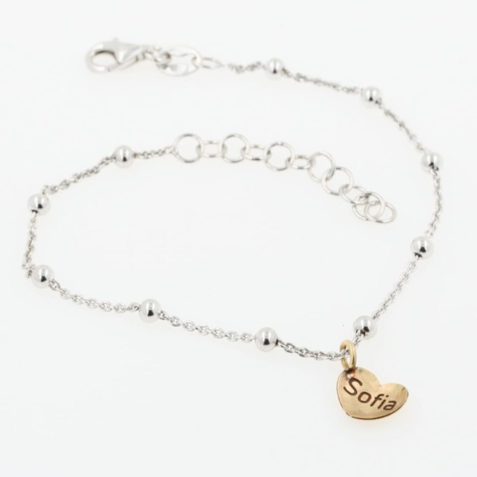 Bracciale con cuore in oro personalizzabile con incisione