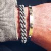 Bracciale rigido con borchie punk in argento