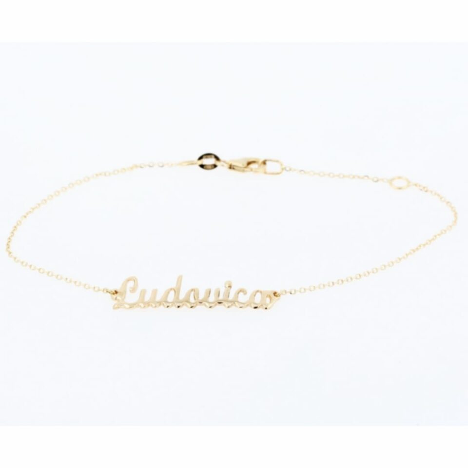 Bracciale con Nome in Oro giallo fatto a mano