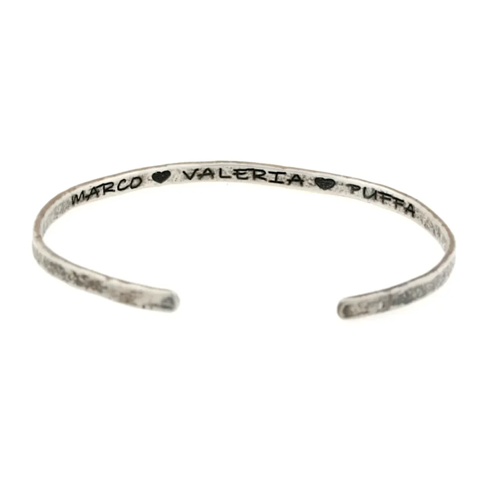 Bracciale personalizzabile rigido in argento brunito