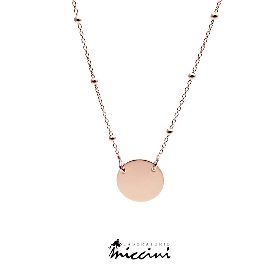 collana con ciondolo rotondo in argento rosato