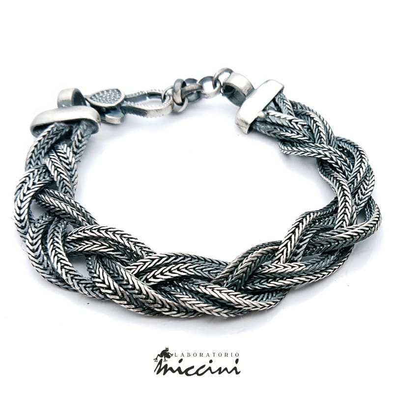 Bracciale treccia grande in argento