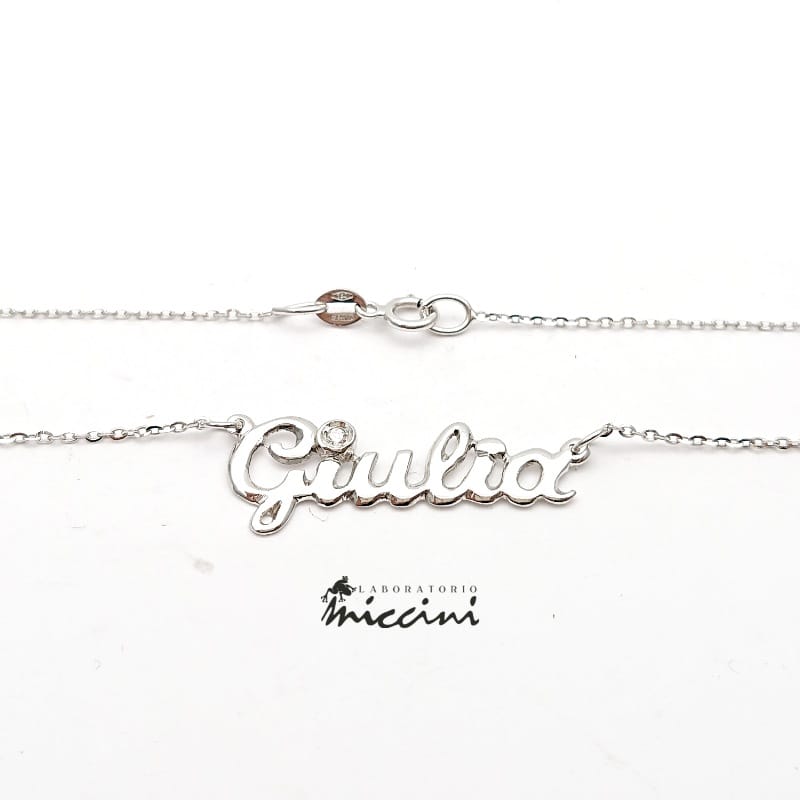 Collana con nome Giulia in oro bianco