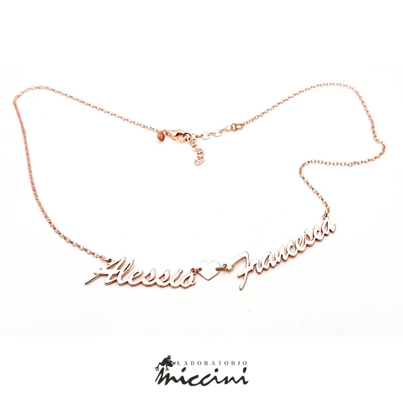 Collana in argento con 2 nomi