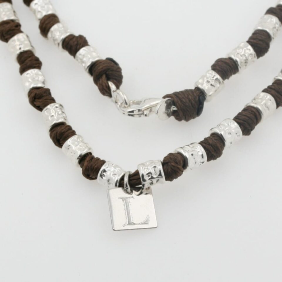 Collana Pepite Argento e Medaglietta con medaglia incisa