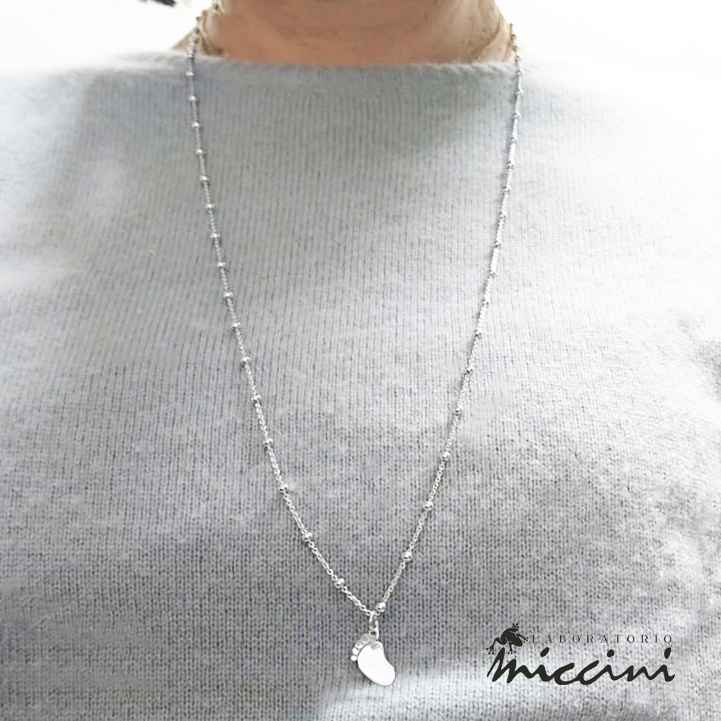 collana in argento con piedino bimbo