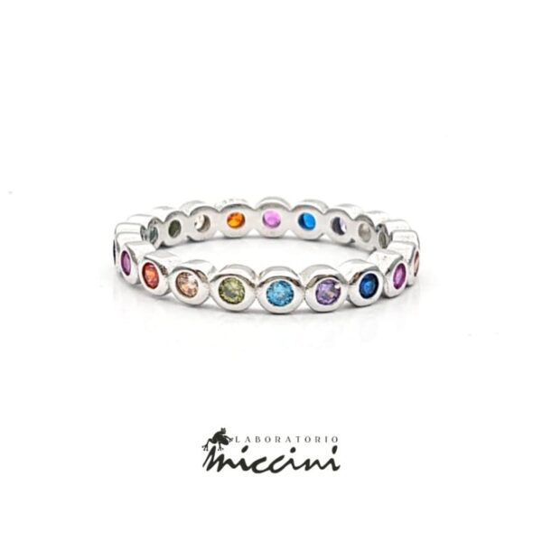 anello con zirconi multicolore