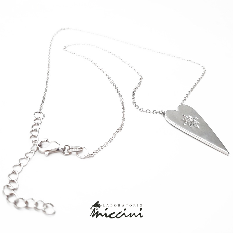 Collana cuore rosso centrale e zirconi - Silver – MartinaJewelry