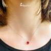 collana in argento rosato con ciondolo a cuore di zircone rosso