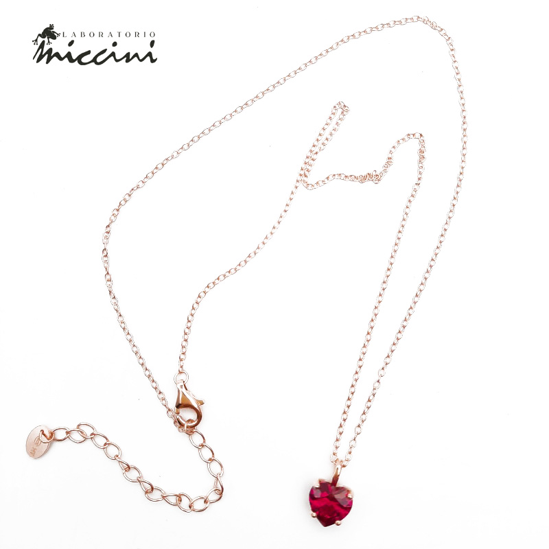 Collana cuore rosso in argento rosato - Shop: Laboratorio Miccini