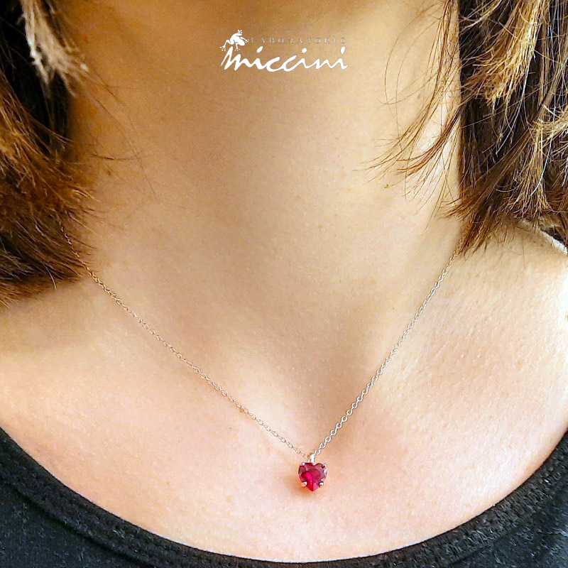 Collana Zircone Cuore Rosso Shop online