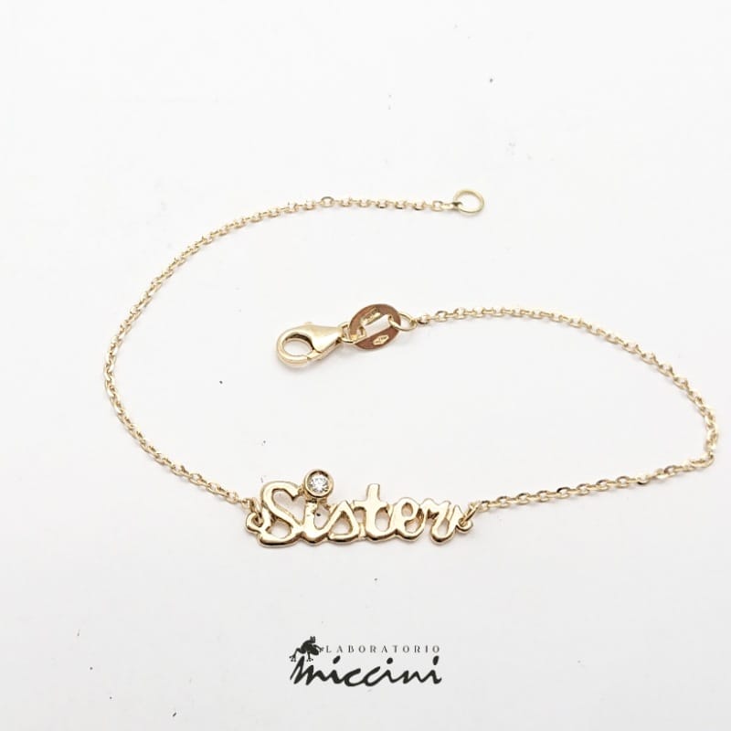 Bracciale con scritta sister e diamante