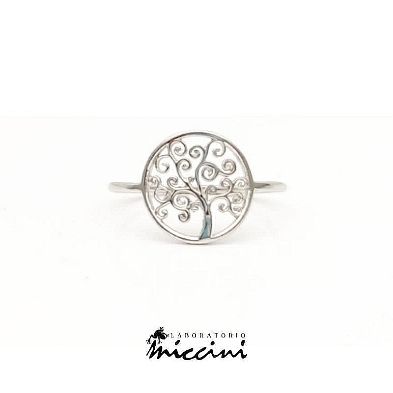 anello in oro bianco con albero della vita