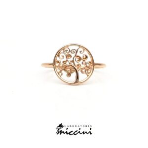 anello in oro rosa con albero della vita