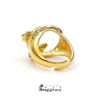 anello regolabile in argento dorato con tralcio di rosa