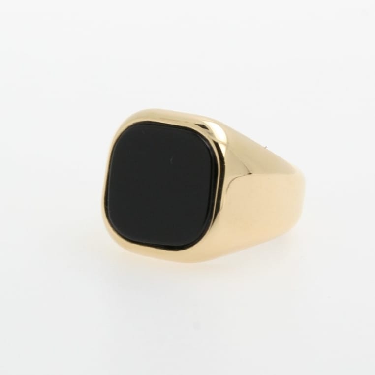 Anello chevalier oro giallo con onice