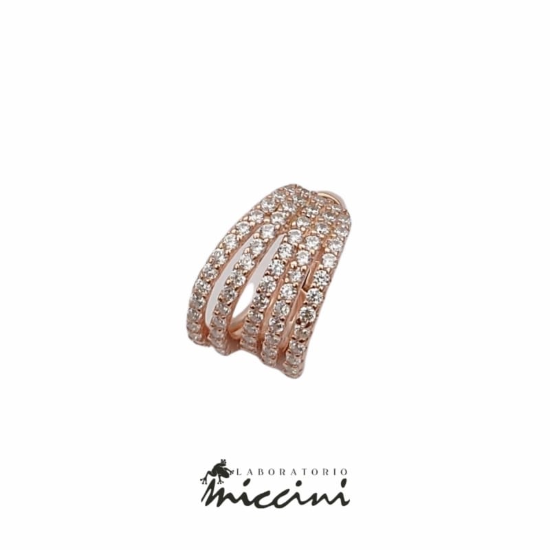 Orecchino Ear cuff in argento rosato con zirconi