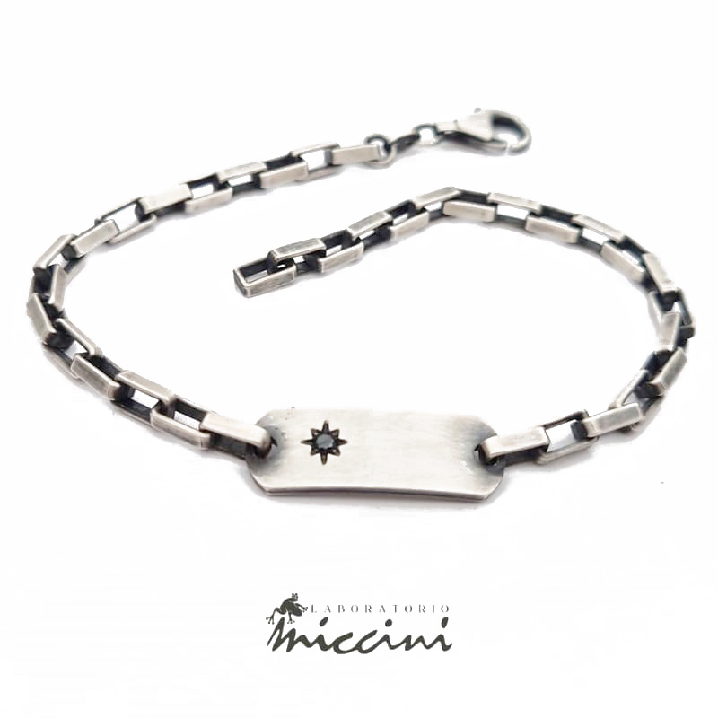 bracciale in argento con diamante nero