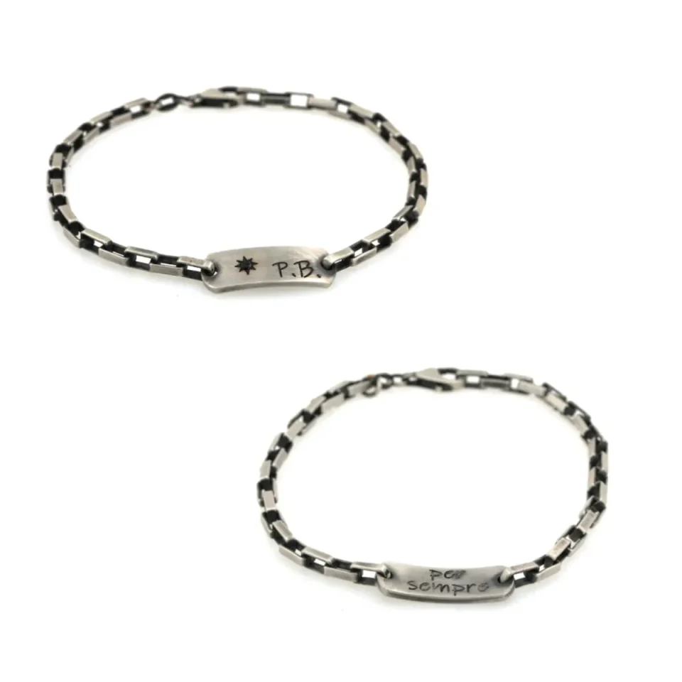 bracciale da uomo ocn diamante nero ed incisione personalizzata