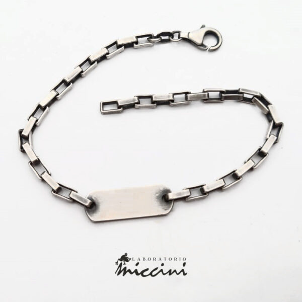 bracciale in argento a catena con piastrina personalizzabile