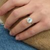 splendido anello con acquamarina taglio brillante