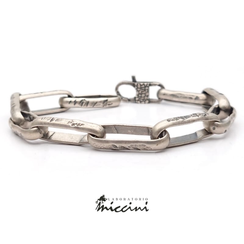 bracciale a catena con maglie allungate in argento 925