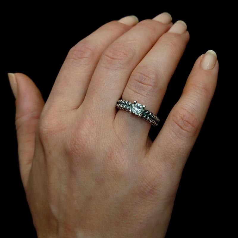 anello zircone argento brunito