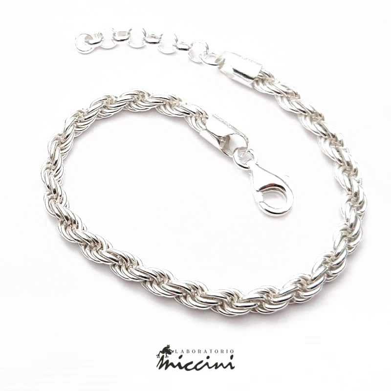 bracciale a maglia corda 5 mm in argento 925