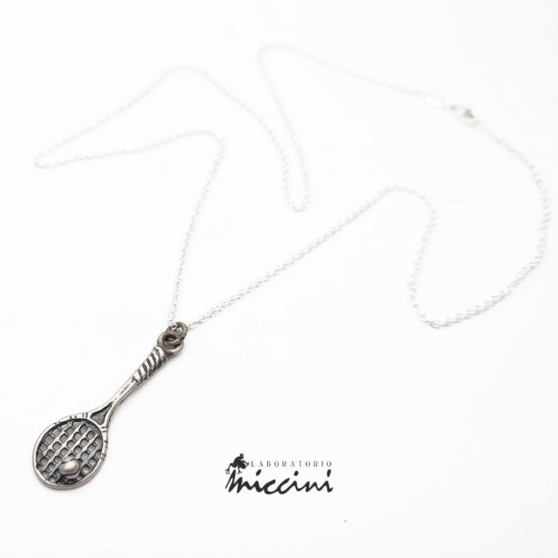 collana racchetta in argento brunito