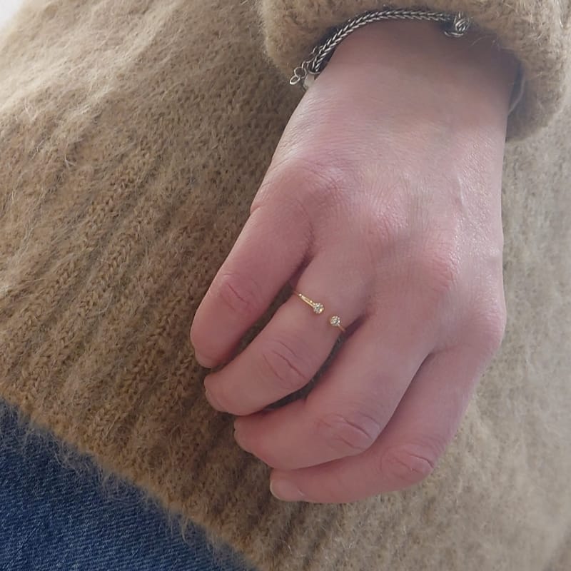 anello aperto con doppio diamante
