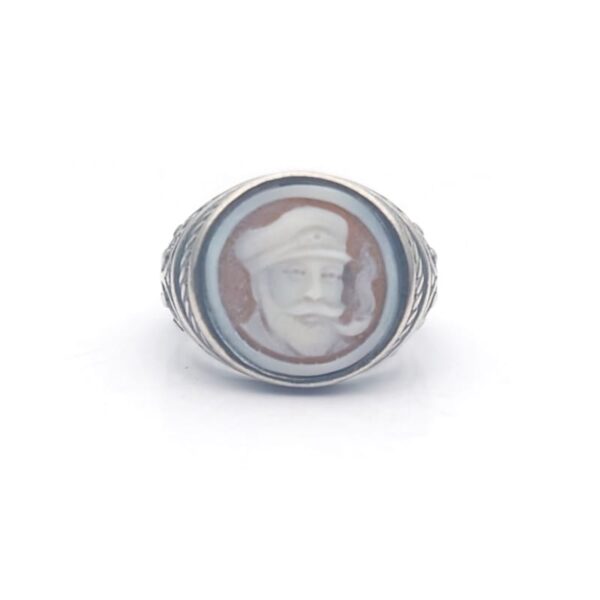 anello in argento 925 con cammeo con testa di marinaio